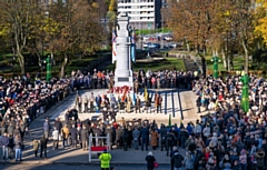 People gathered at Rochdale Cenotaph on Sunday 14 November 2021