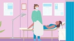 A still from a Jo's Cervical Cancer Trust video about what happens during a cervical screening (AKA a smear test)