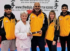Carol pictured with chief instructor Sensei Ansari and Senseis Huseyn, Jacqueline and Isshaaq
