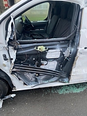 The Guinness van was damaged by a lorry trying to reach Cowm Top