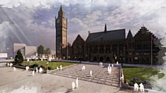 Artist's impression of the new paving which will replace the road in front of Rochdale Town Hall 