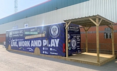 The former school bus being used by Rochdale AFC Community Trust