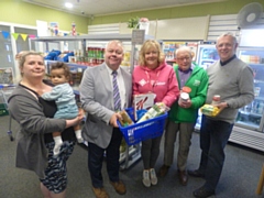 At the Lighthouse Project in Middleton, L-R: Anna Kwsniak, local resident; Councillor Neil Emmott, leader of Rochdale Borough Council; Julie Durrant, Action Together; David Ratchford, food bank volunteer; Carl Roach, development manager, The Lighthouse Projec