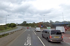 The motorcyclist was killed after crashing on a slip road at Simister Island