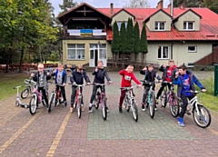 Ukrainian orphans on their new bikes donated by Re-use Hub in Manchester