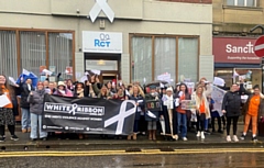 Rochdale Connections Trust organised a procession to the town hall to raise awareness of the White Ribbon campaign and violence against women and girls