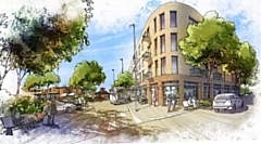 Artist's impression of proposed new Station Square in Littleborough