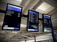 The new LED screens which have been installed at Littleborough, Smithy Bridge and Castleton train stations