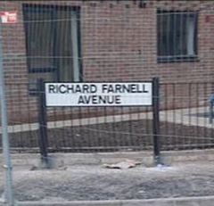 The 'Richard Farnell Avenue' street sign, which has now been removed by the council