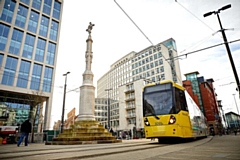 Metrolink tram at St Peter's Square