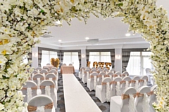 The beautifully appointed Hopwood Suite set up for a wedding at Mercure Norton Grange Hotel