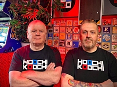 Owners of Hoochi Koochi in Rochdale, John McFarland (left) and Jon Riley inside their bar