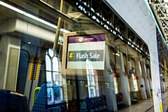 Flash Sale signage on-board Northern train