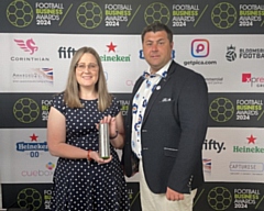 Liz Cotterill, former inclusion coordinator at Rochdale AFC Community Trust and Ryan Bradley, community director at Rochdale AFC Community Trust with the award